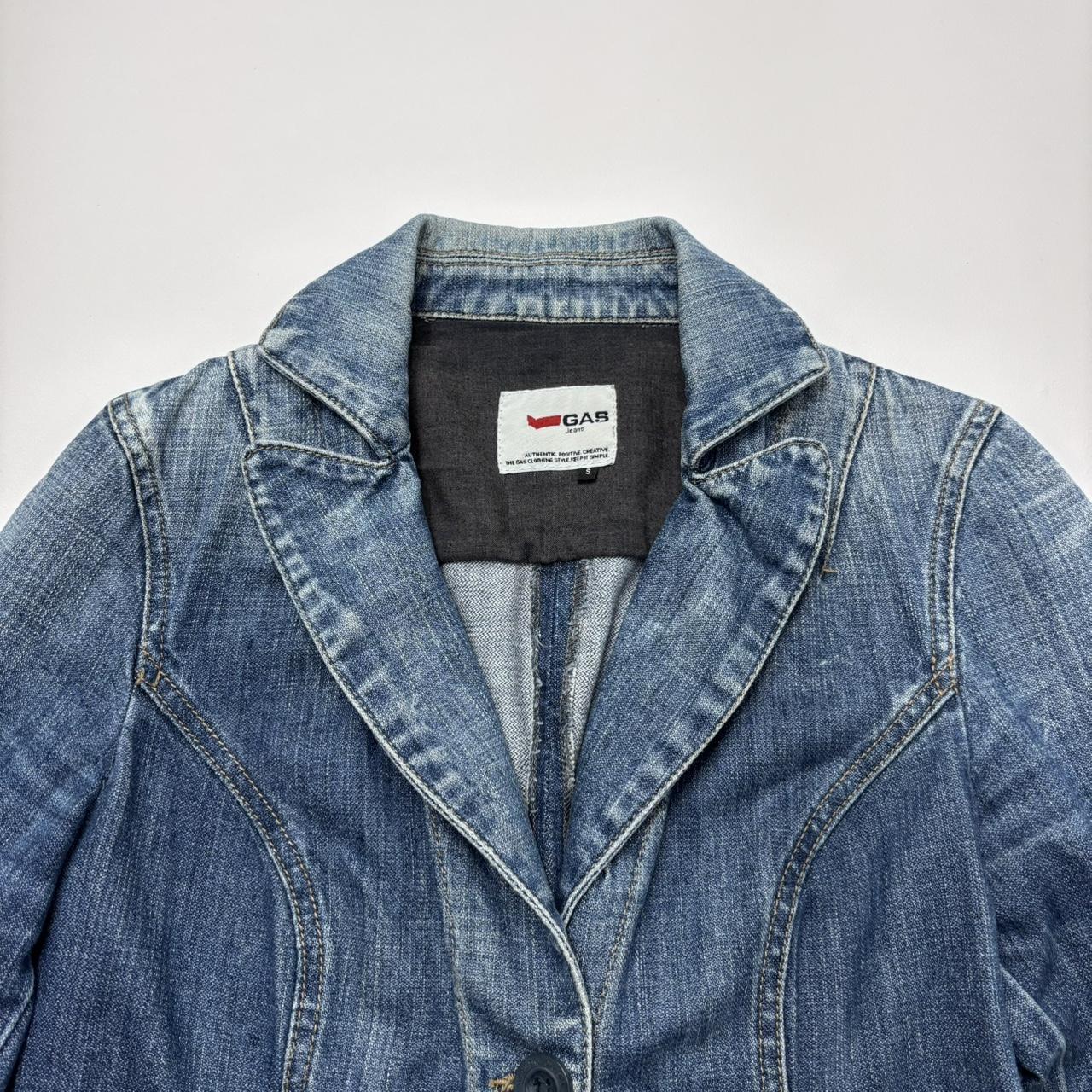 Distressed denim blazer jacket