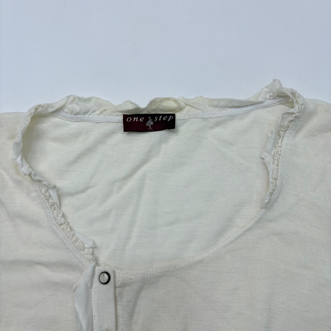 Cream Asymmetrical button-up sheer top
