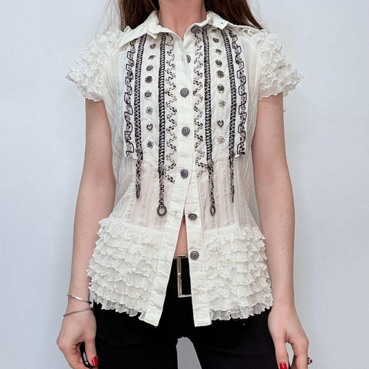 Save the queen ruffle lace shirt