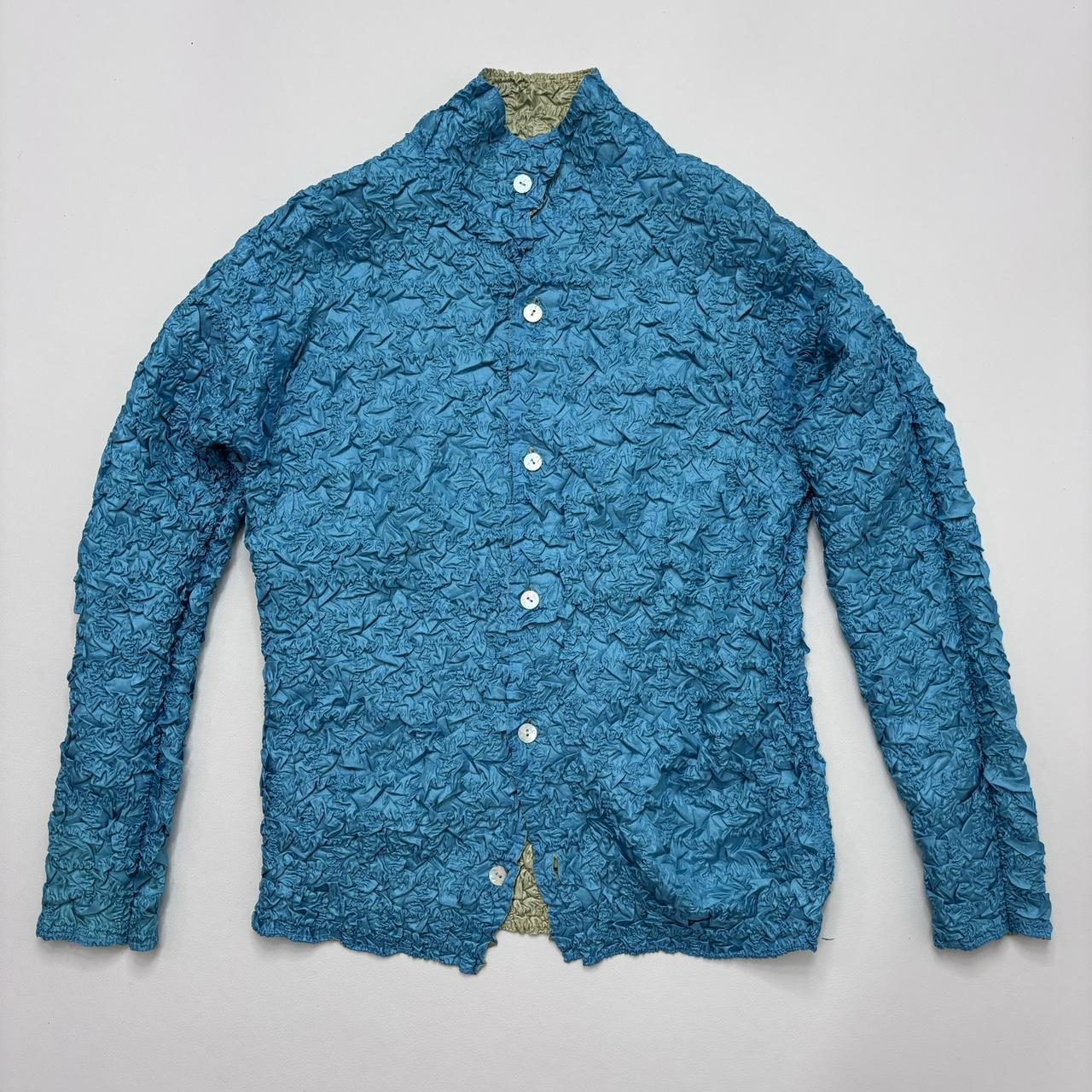 Crinkled reversible button-up shirt