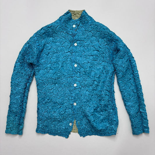 Crinkled reversible button-up shirt