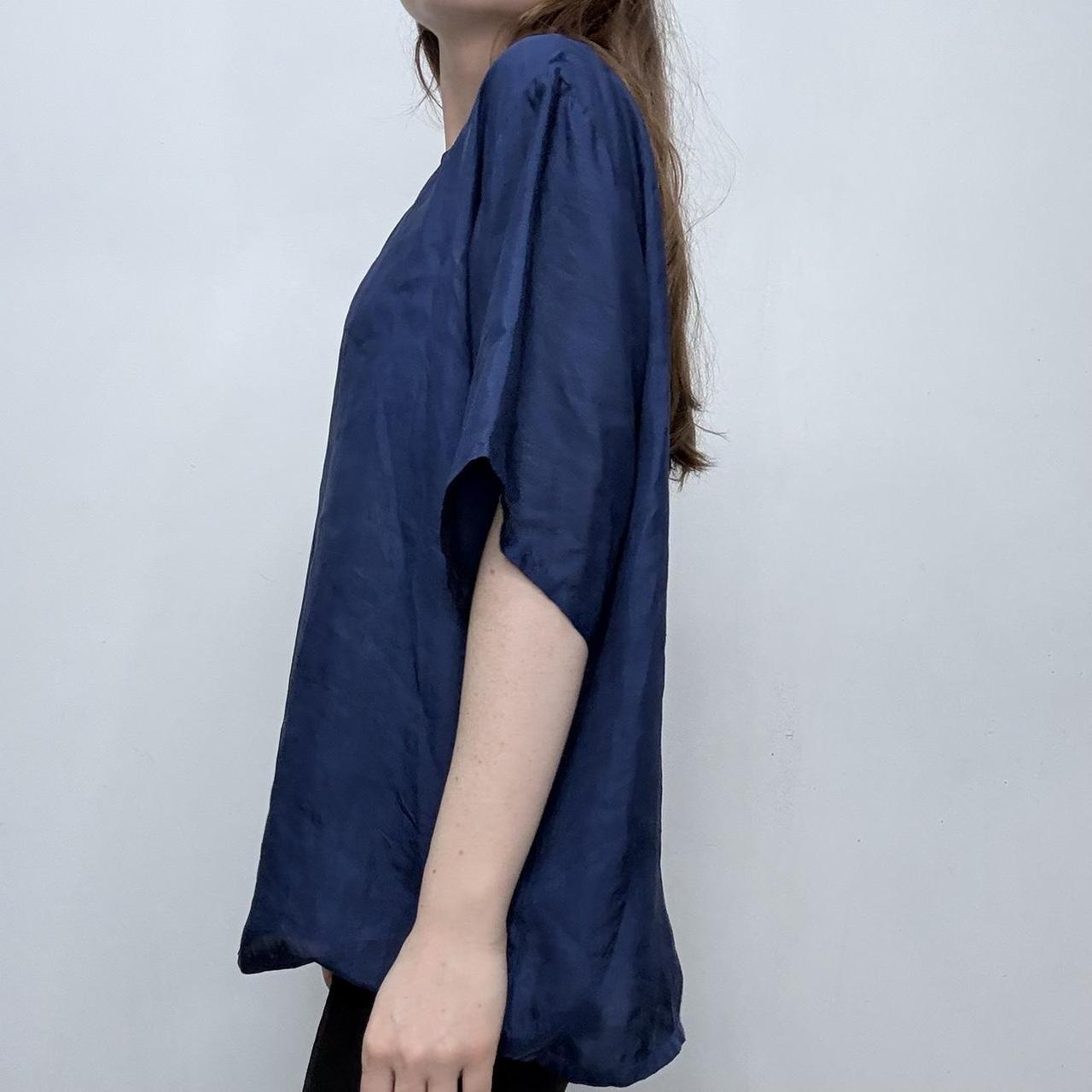 Blue silk slouchy top blouse