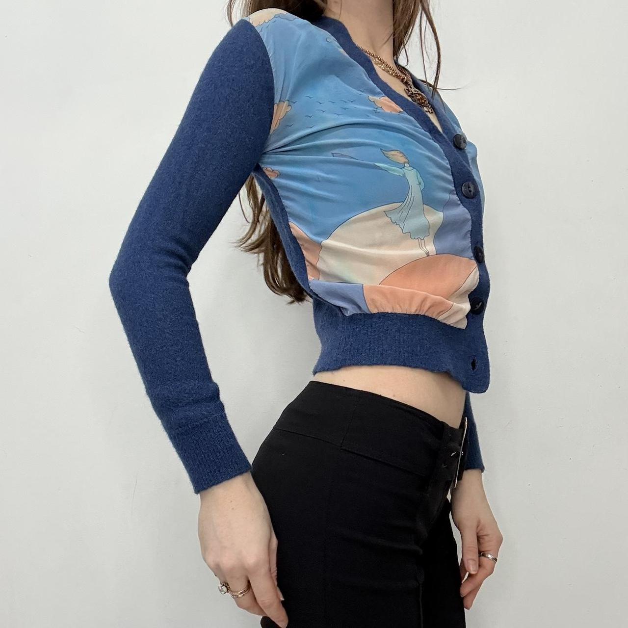 Cropped wool graphic cardigan