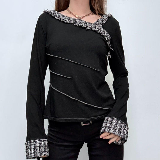 Black flared asymmetric t-shirt