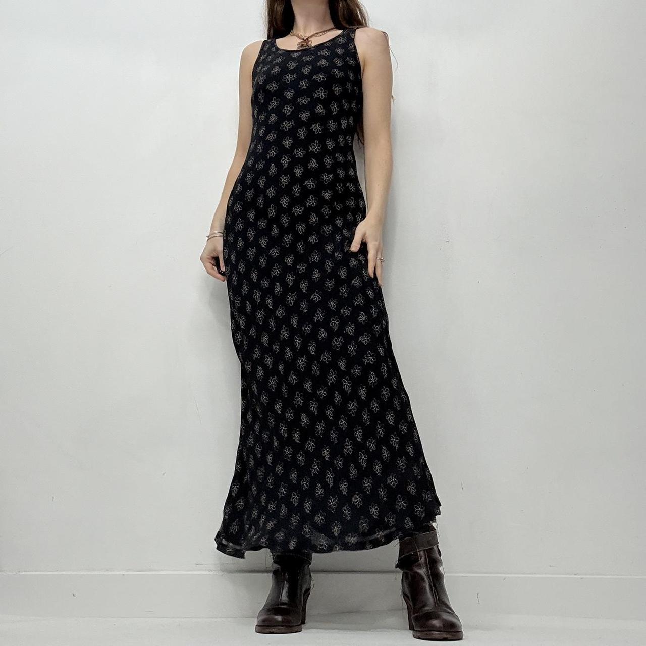 Black bias cut floral maxi dress