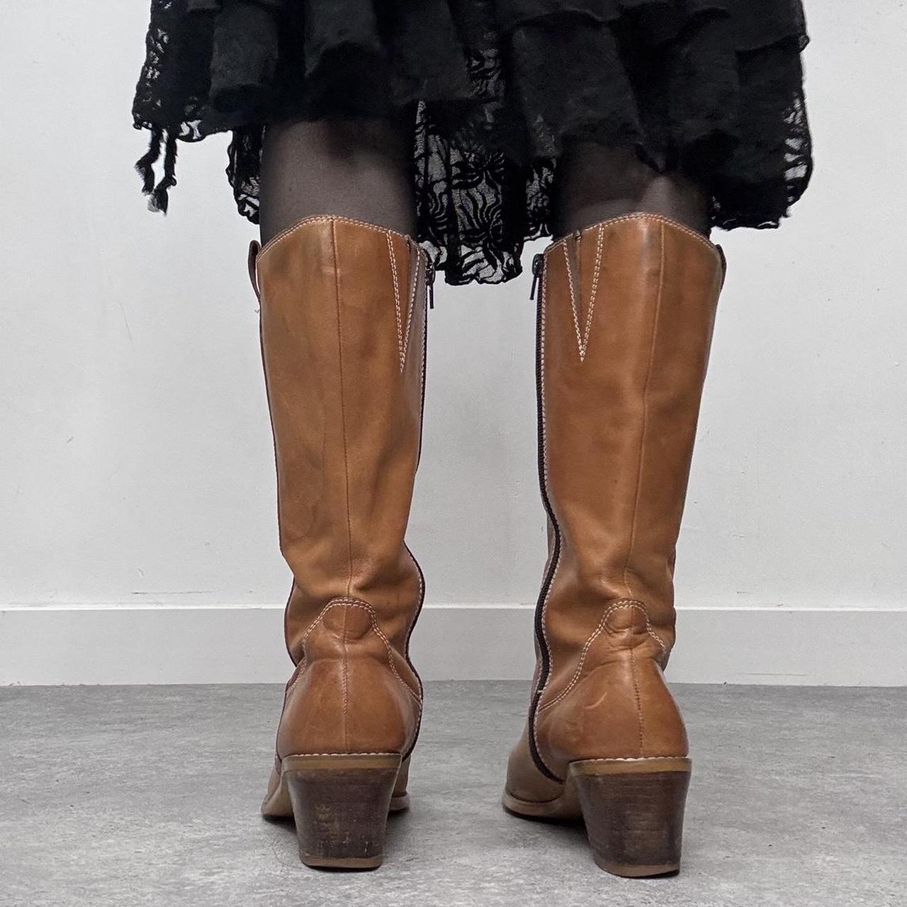 Tan leather campus boots