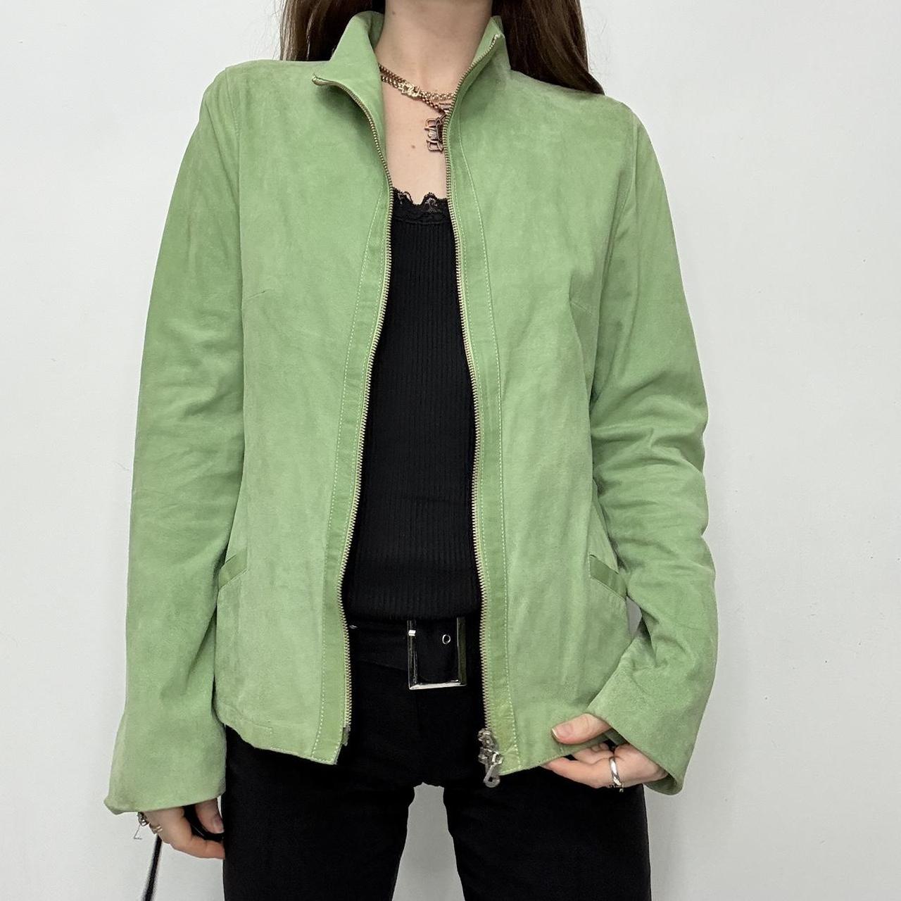 Fitted green suede jacket