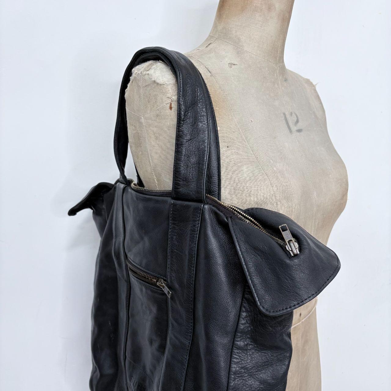 Black leather slouchy shoulder bag