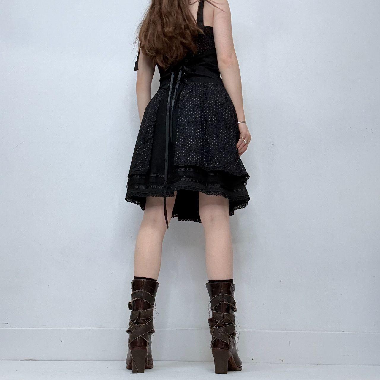Black polkadot grunge gothic corset dress