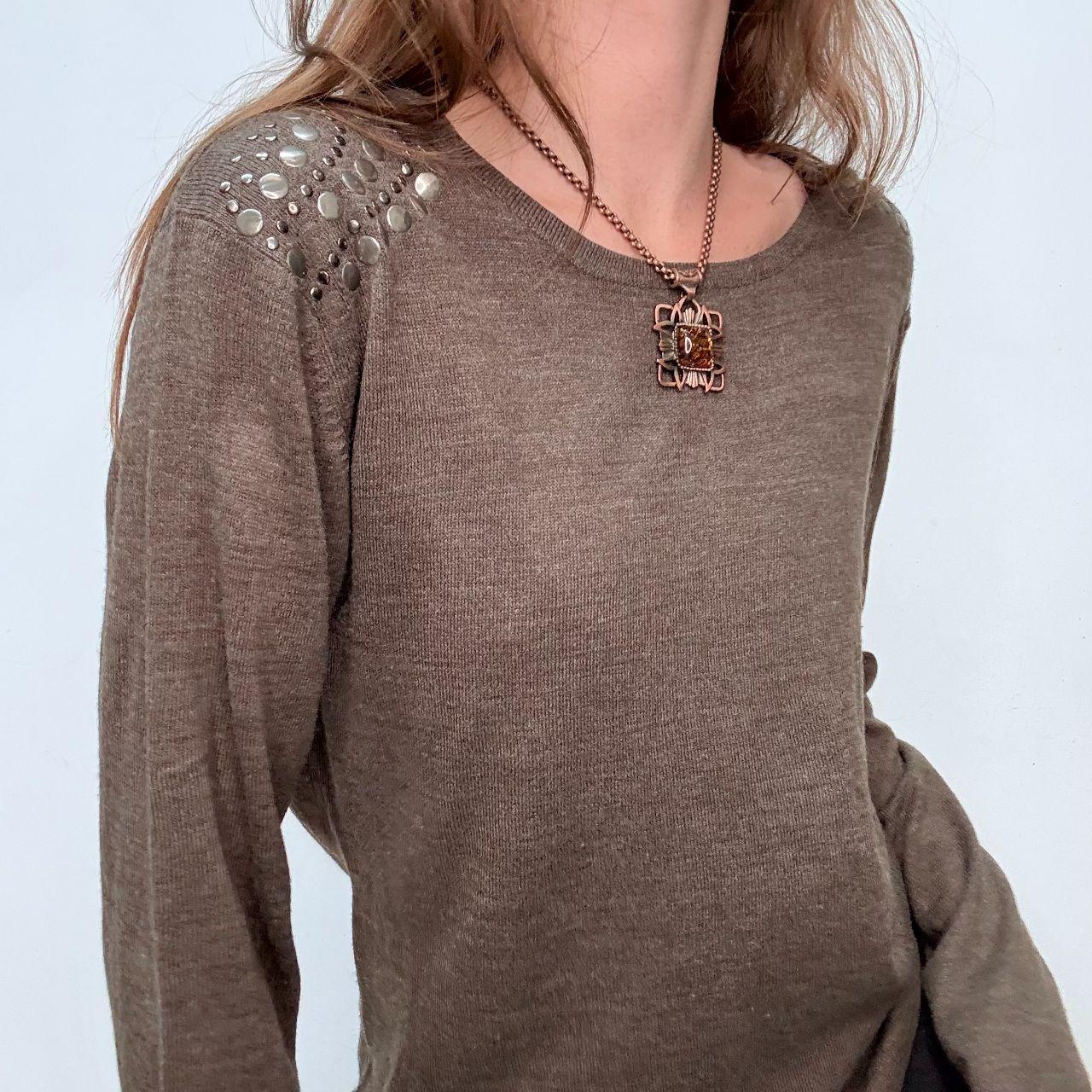 Brown knitted studded jumper
