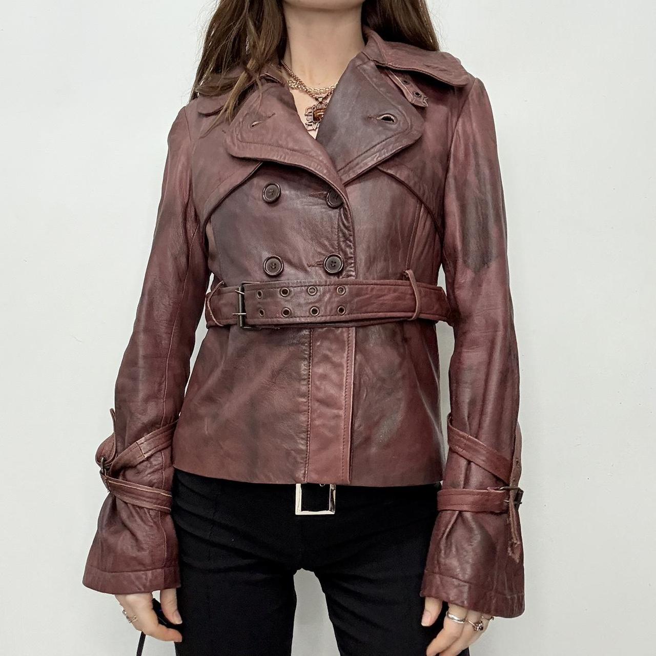 Crop distressed allsaints leather trench