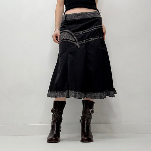 Black gothic layered midi skirt