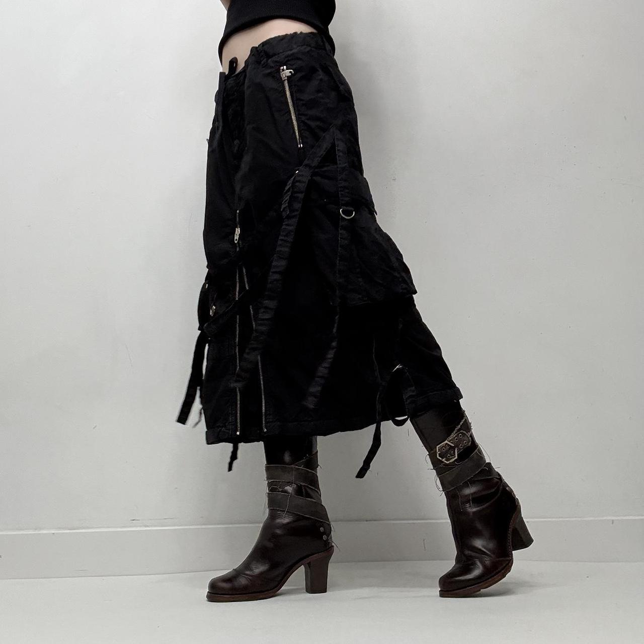 Black rave zip gothic utility skirt