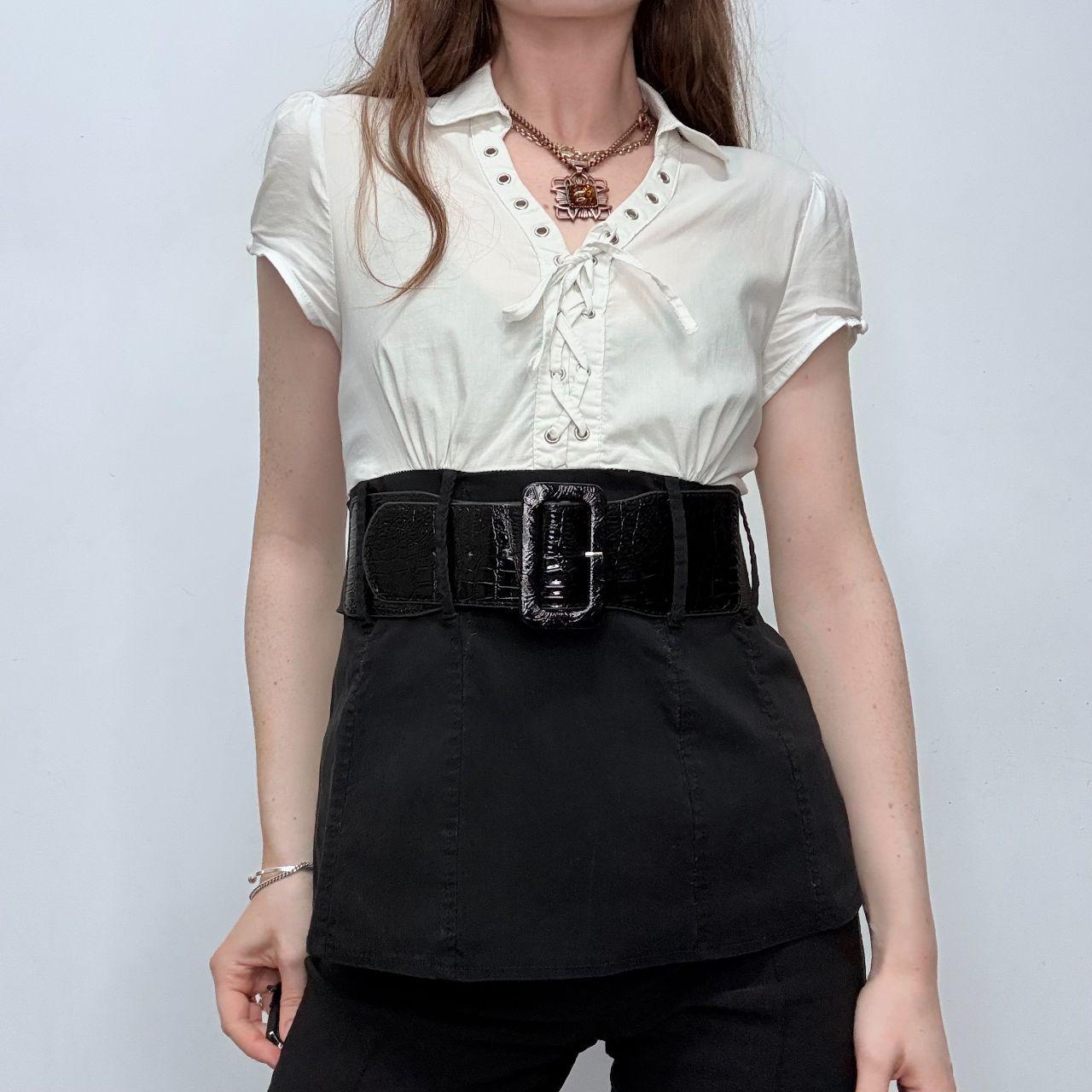 Fitted corset belted Y2K shirt