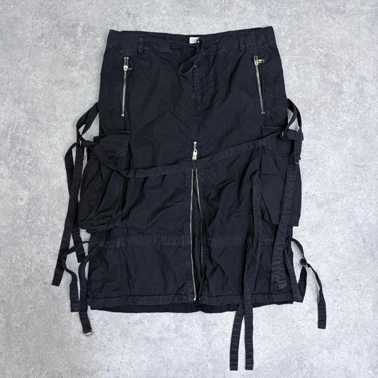 Black rave zip gothic utility skirt
