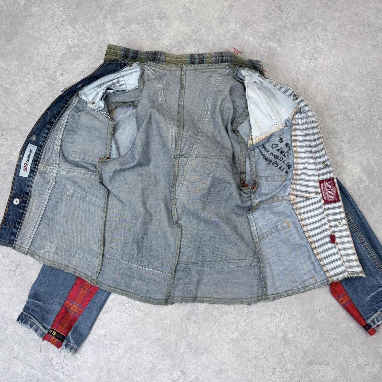 Deconstructed flared jean handmade jacket