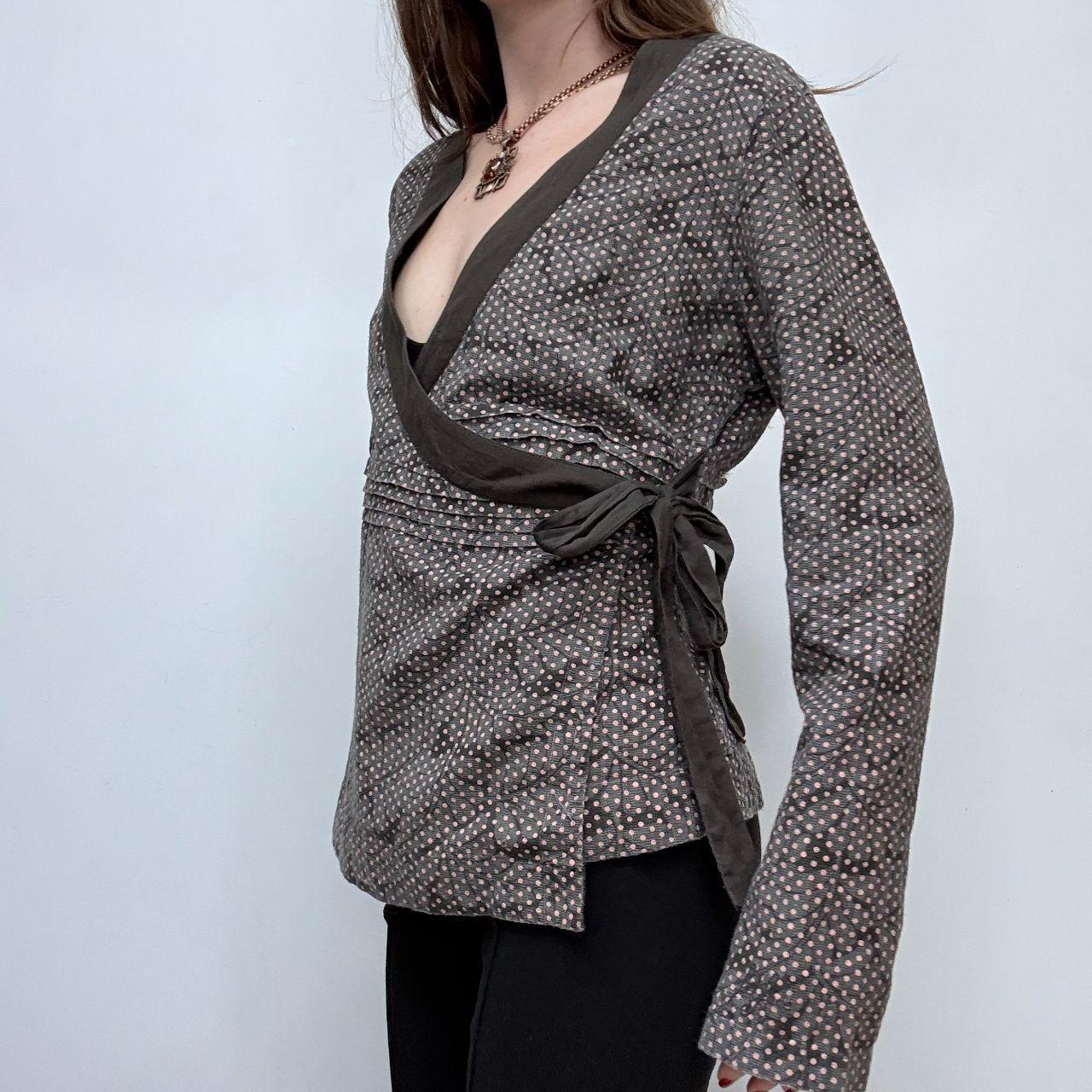 Polkadot wrap asymmetric shirt