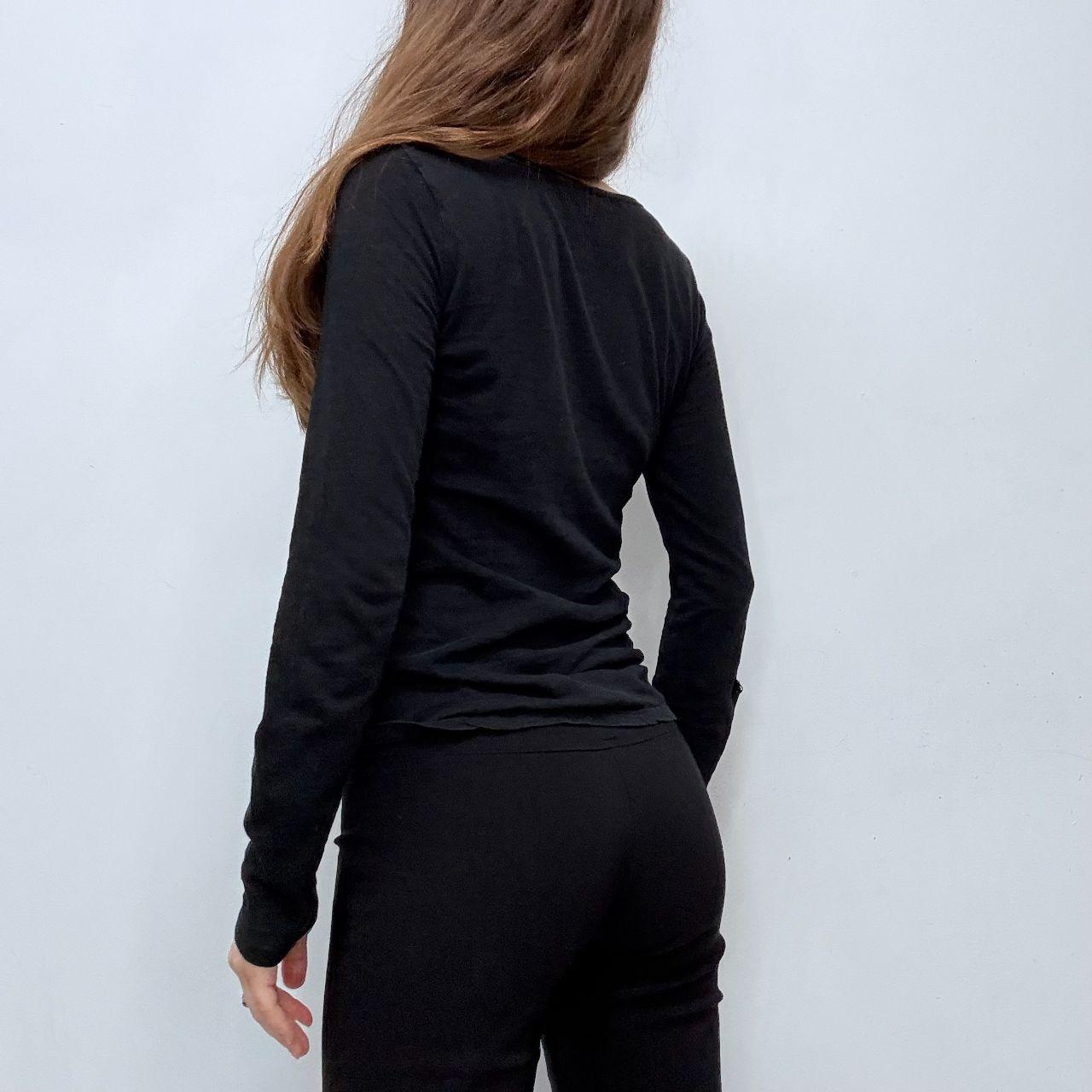 Black slouchy long sleeve button t-shirt