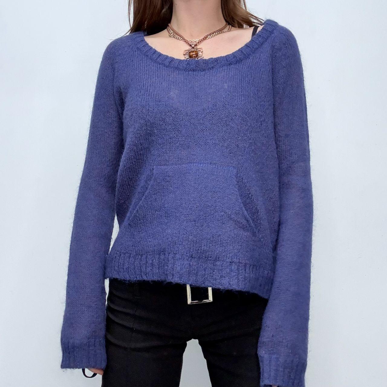 Sheer mohair knit blue jumper