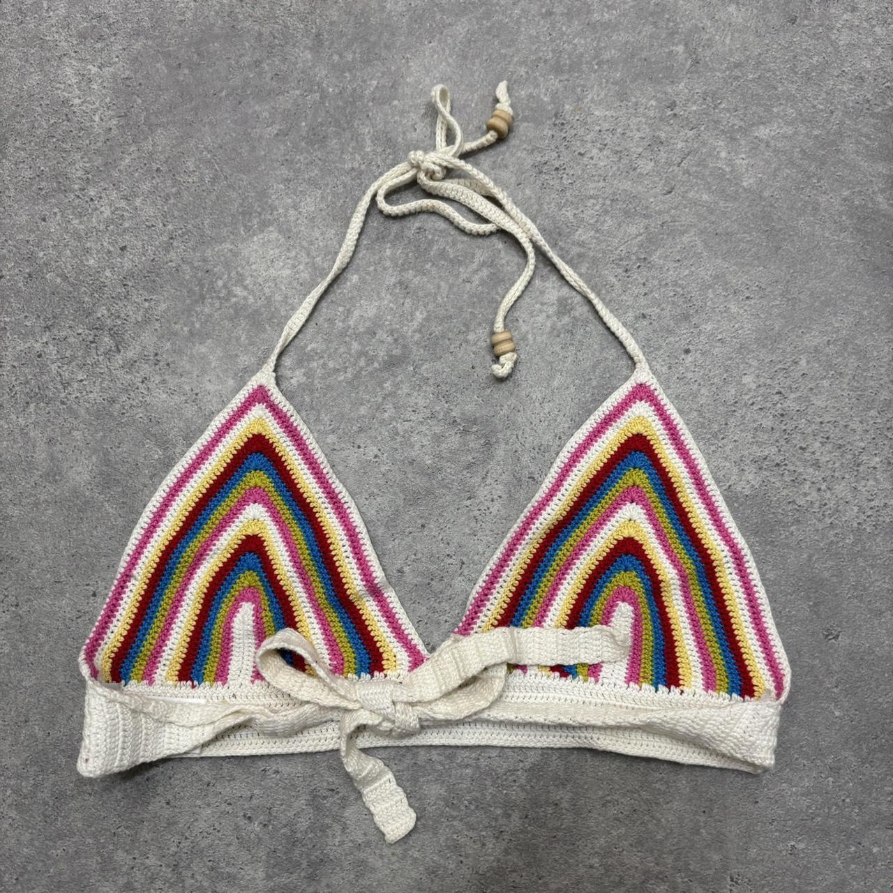 Rainbow crochet tie-up bralet
