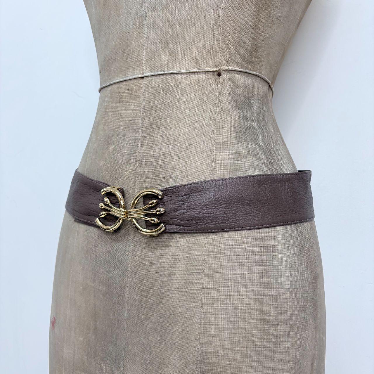 Brown leather buckle belt
