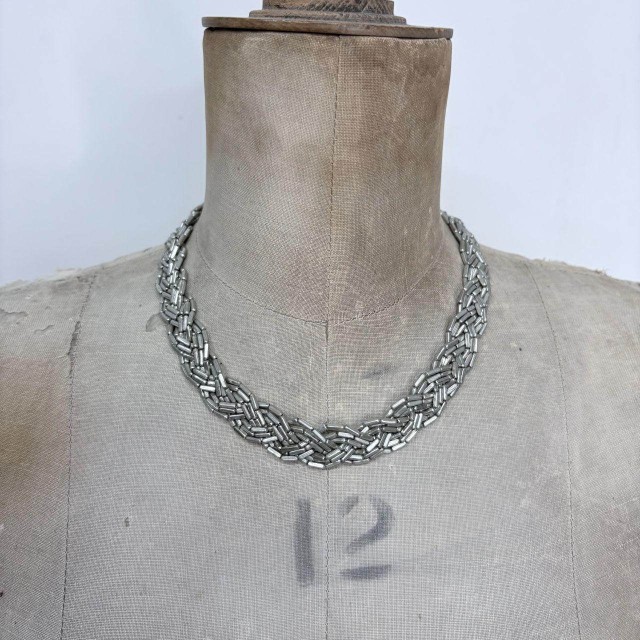 Silver beaded chain necklace