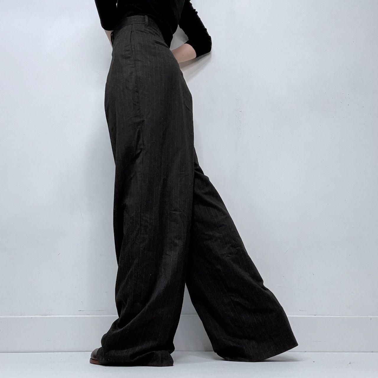 Grey pinstripe wide leg trousers