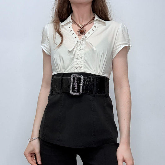 Fitted corset belted Y2K shirt