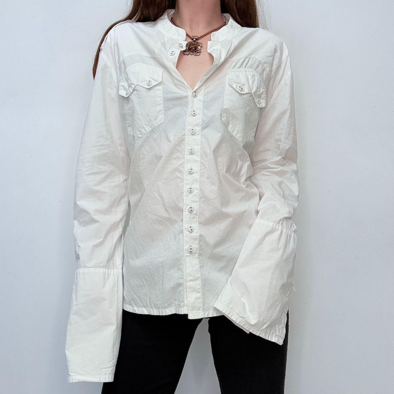 White button-up flare shirt