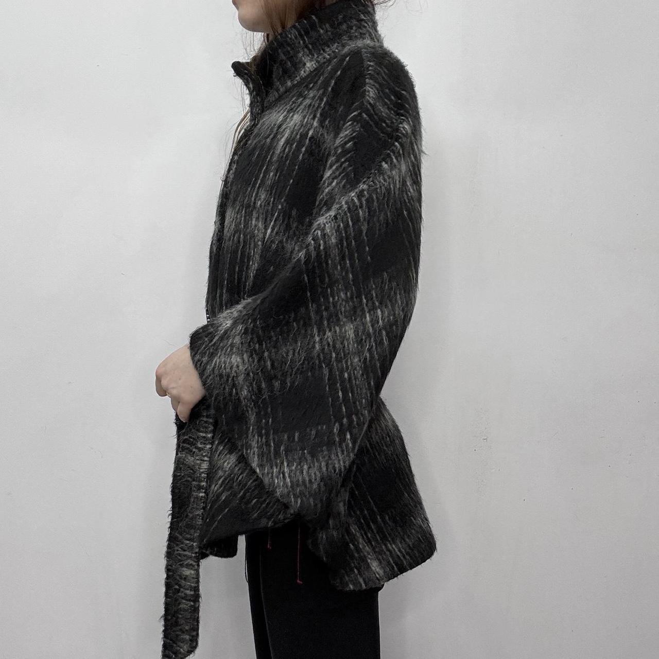 Black checked wool pea coat