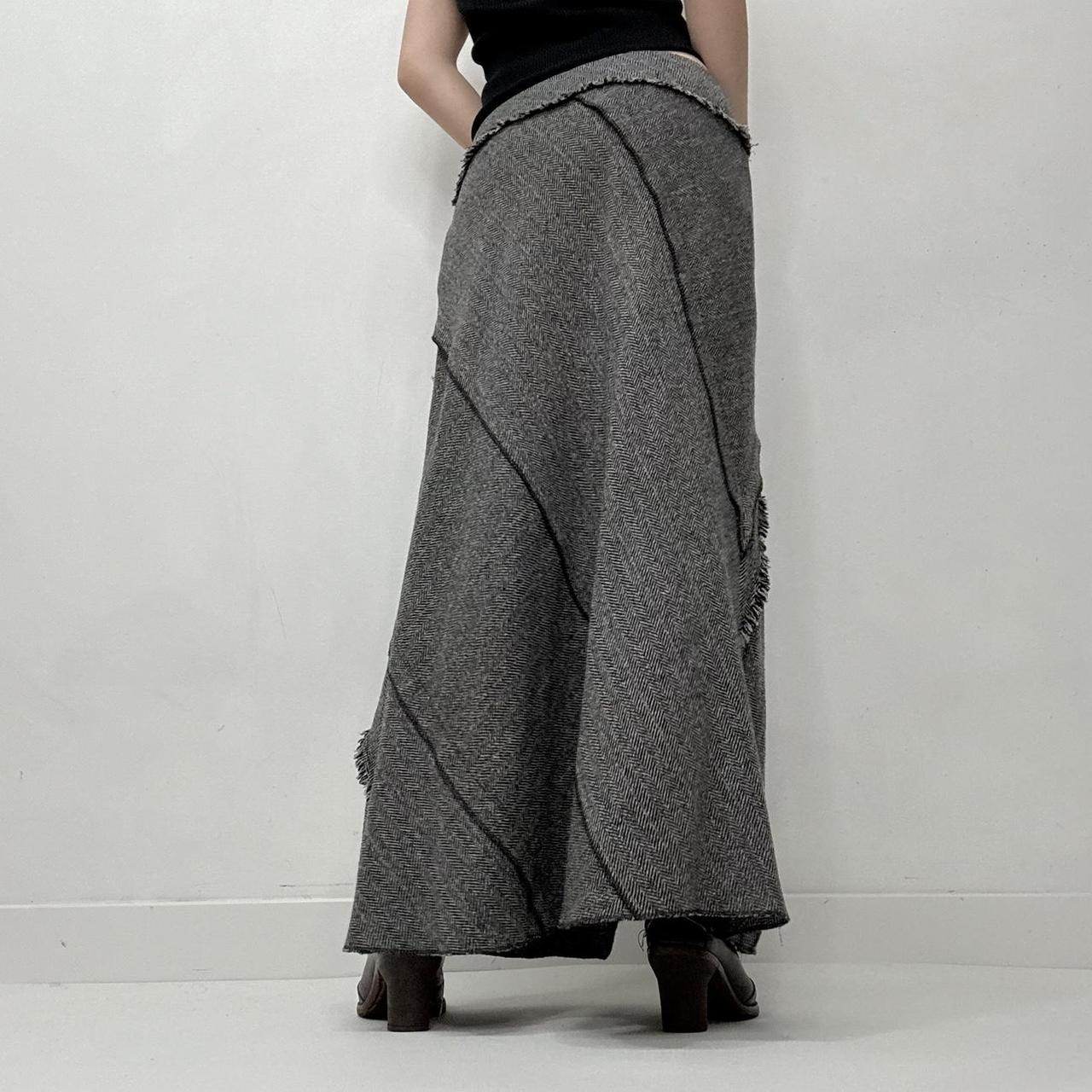 Distressed panelled grey maxi skirt