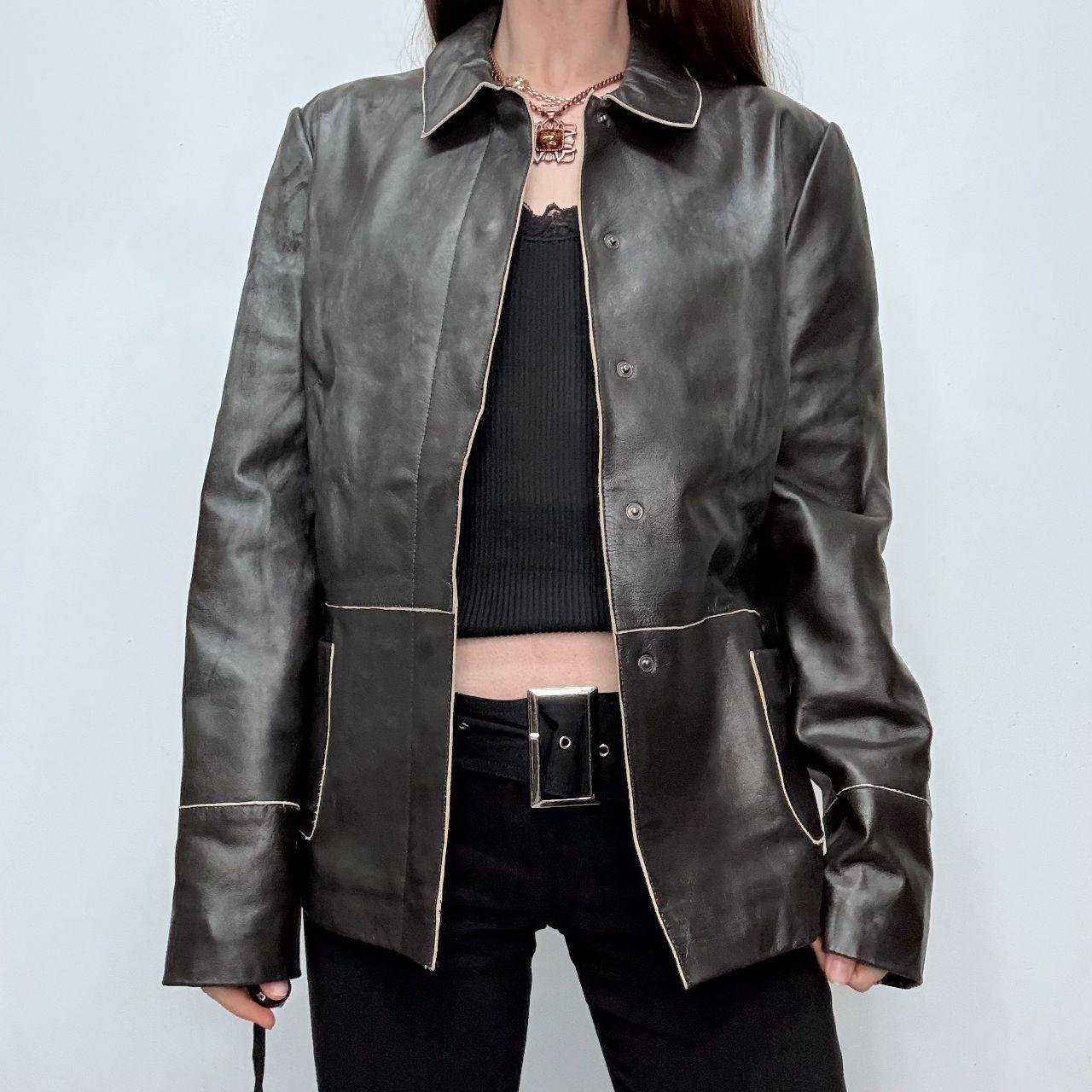 Black leather minimalist jacket