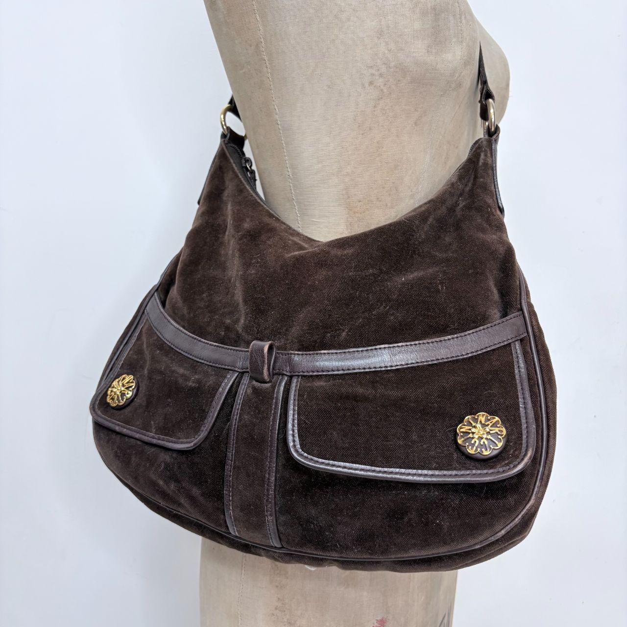Brown velvet nina ricci handbag