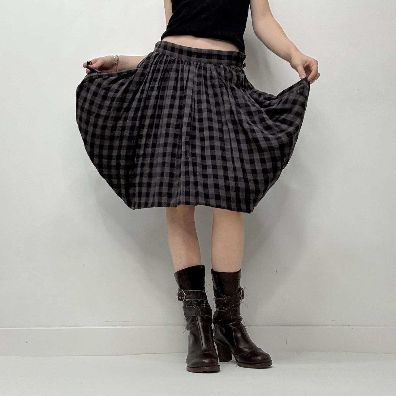 Checked tartan layered puff skirt