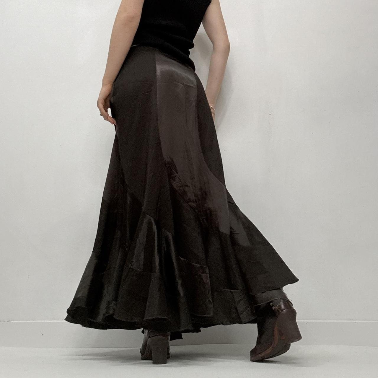 Brown layered maxi skirt