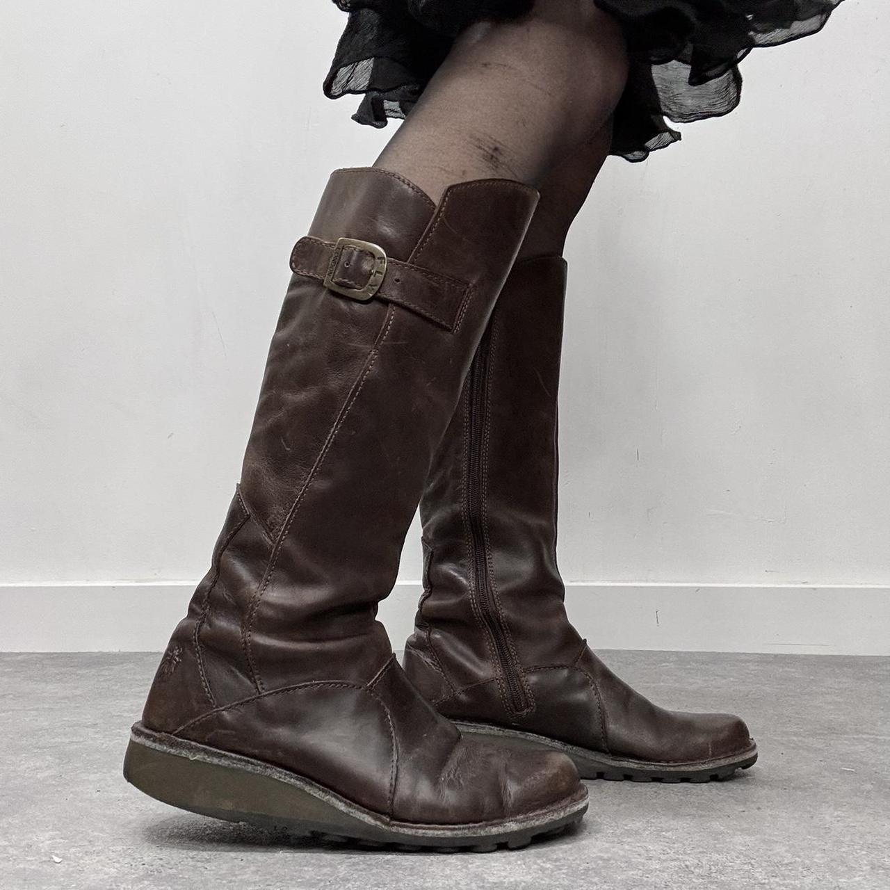 Brown leather knee high Fly boots