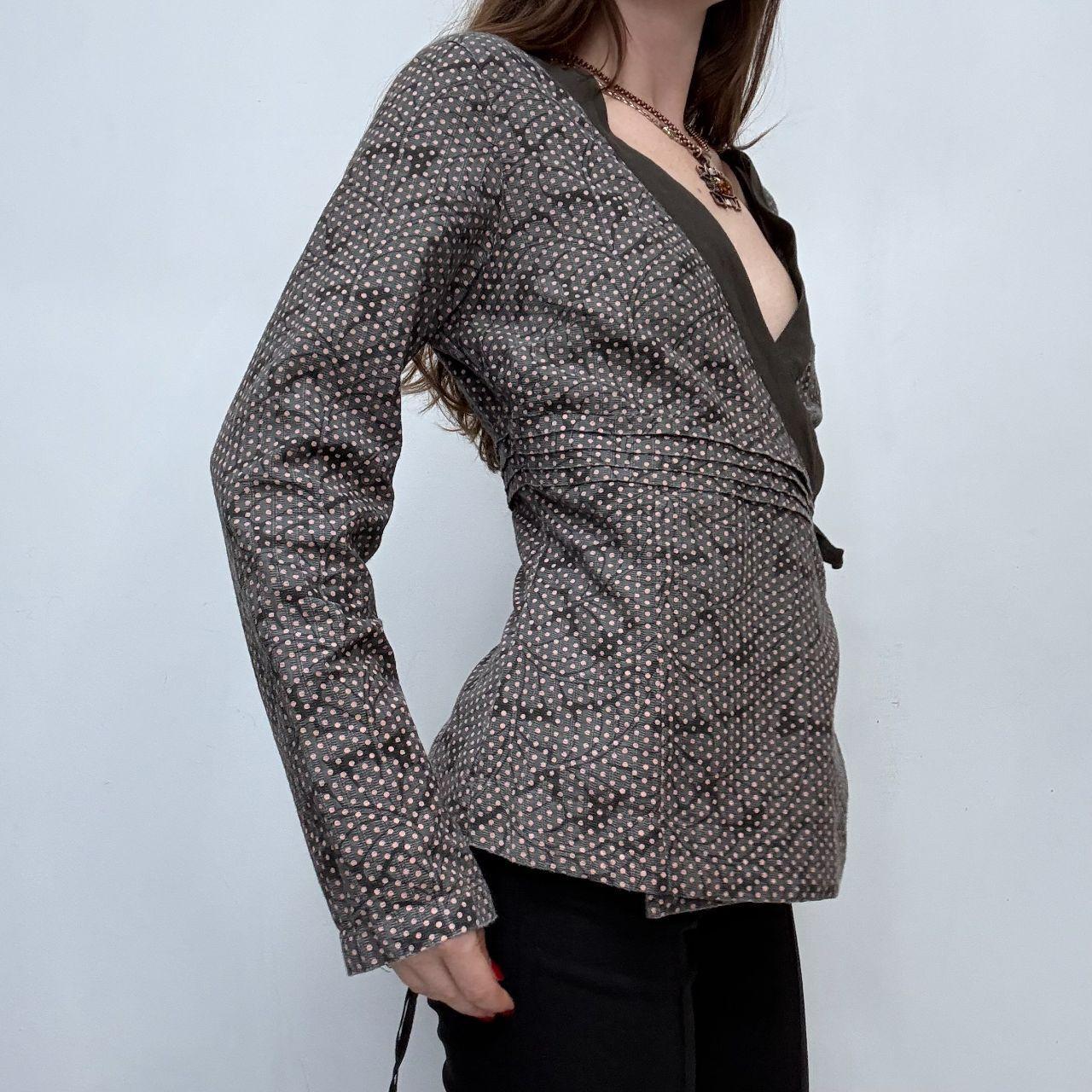 Polkadot wrap asymmetric shirt