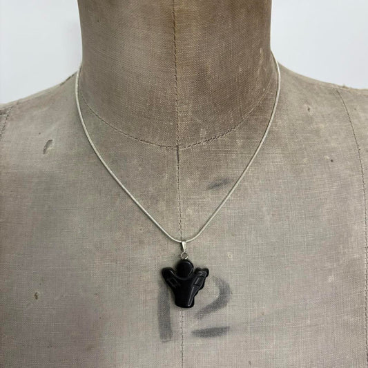 Black crystal angel necklace
