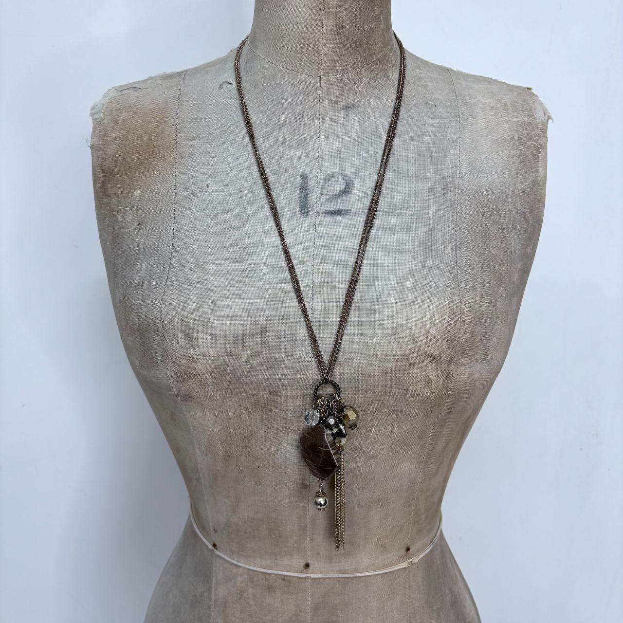 Layered chain charm necklace