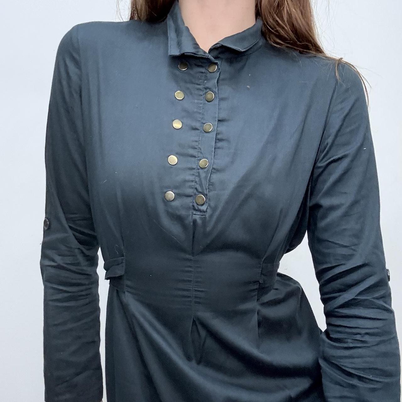 Navy flared studded shirt