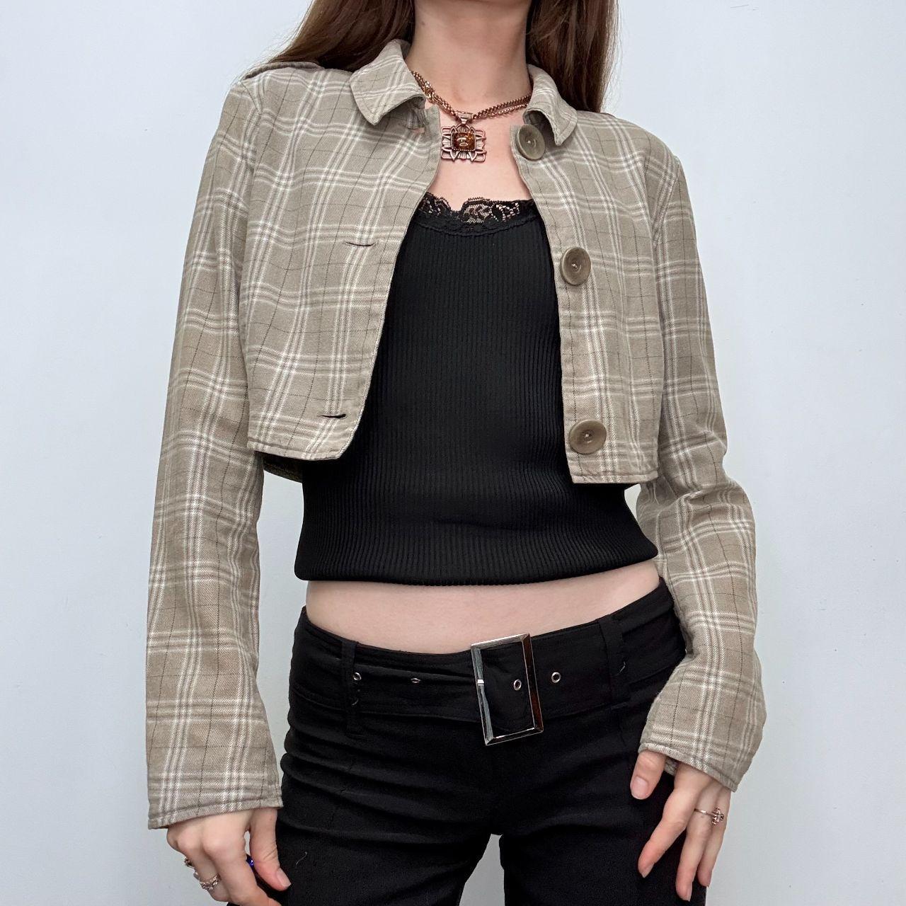Cropped tartan check jacket