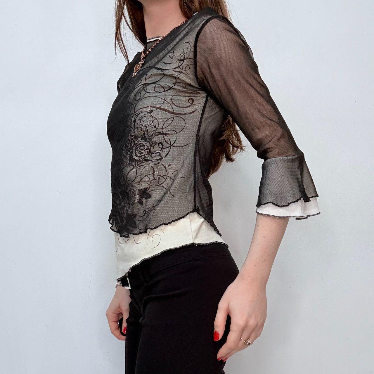 Graphic layered flared y2k shirt