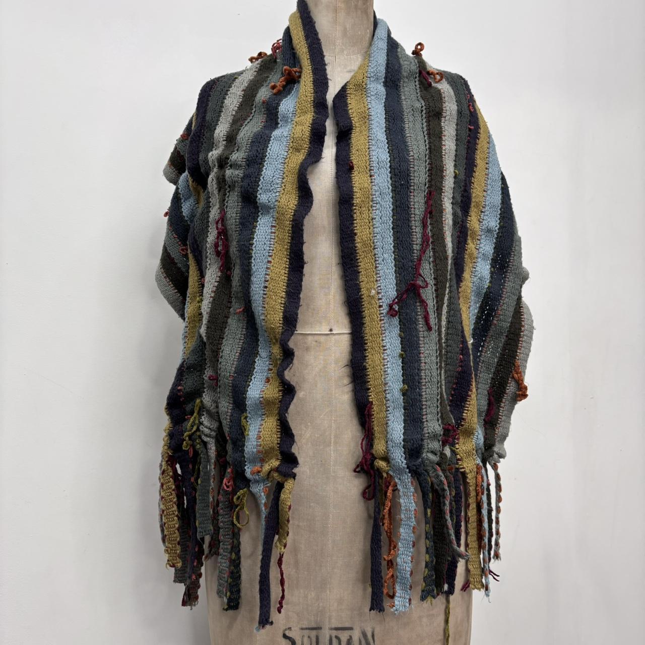Striped wool knit scarf