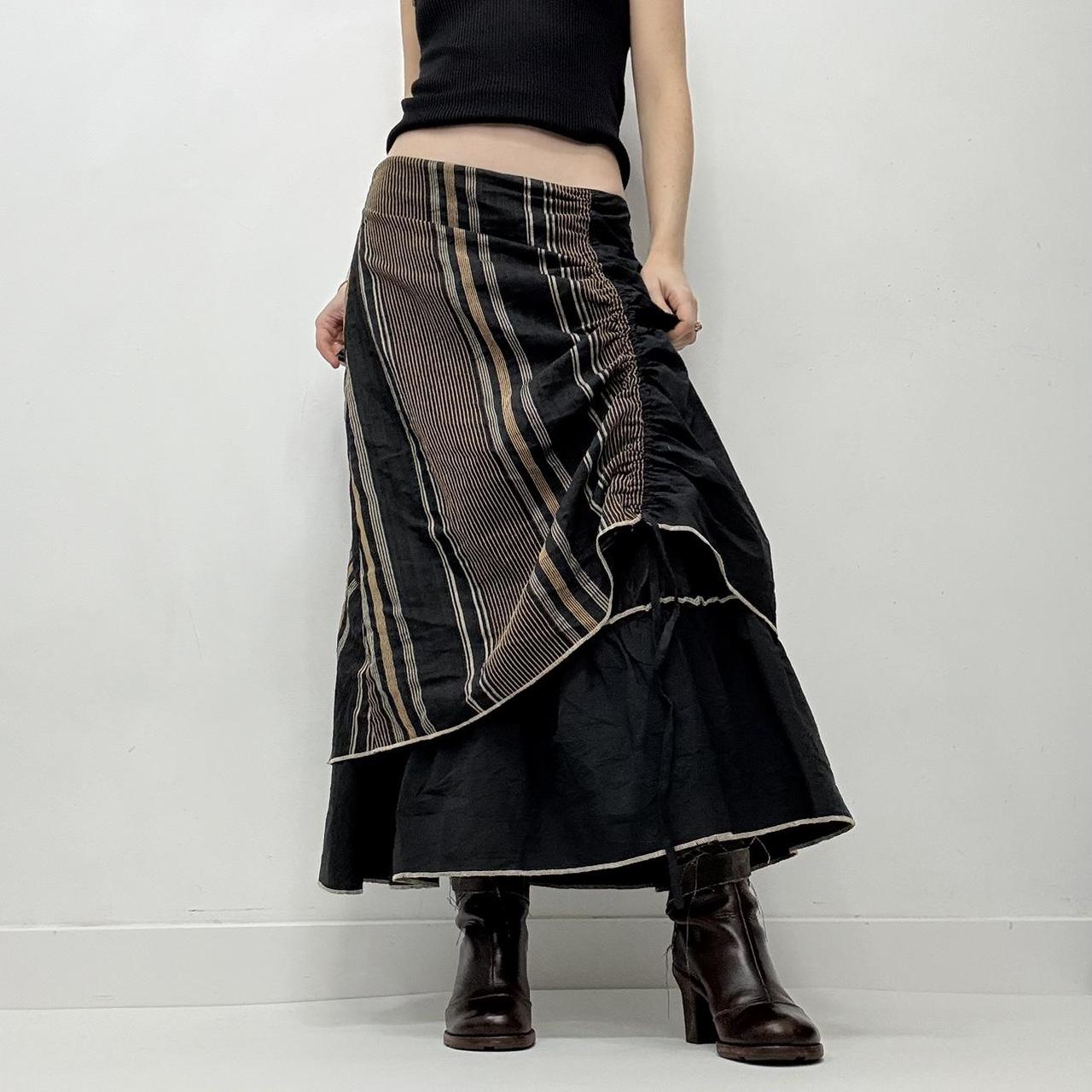 Pinstripe layered aline maxi skirt