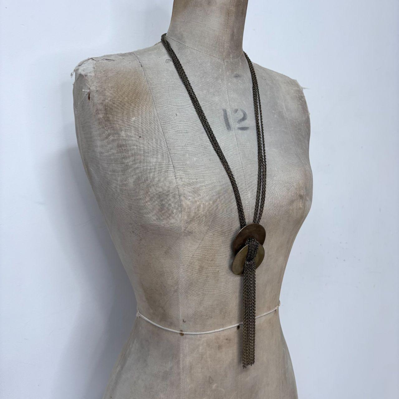 Brass long draped chain necklace