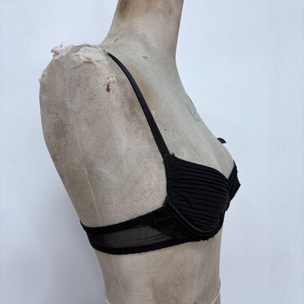 Pleated black sheer french bra