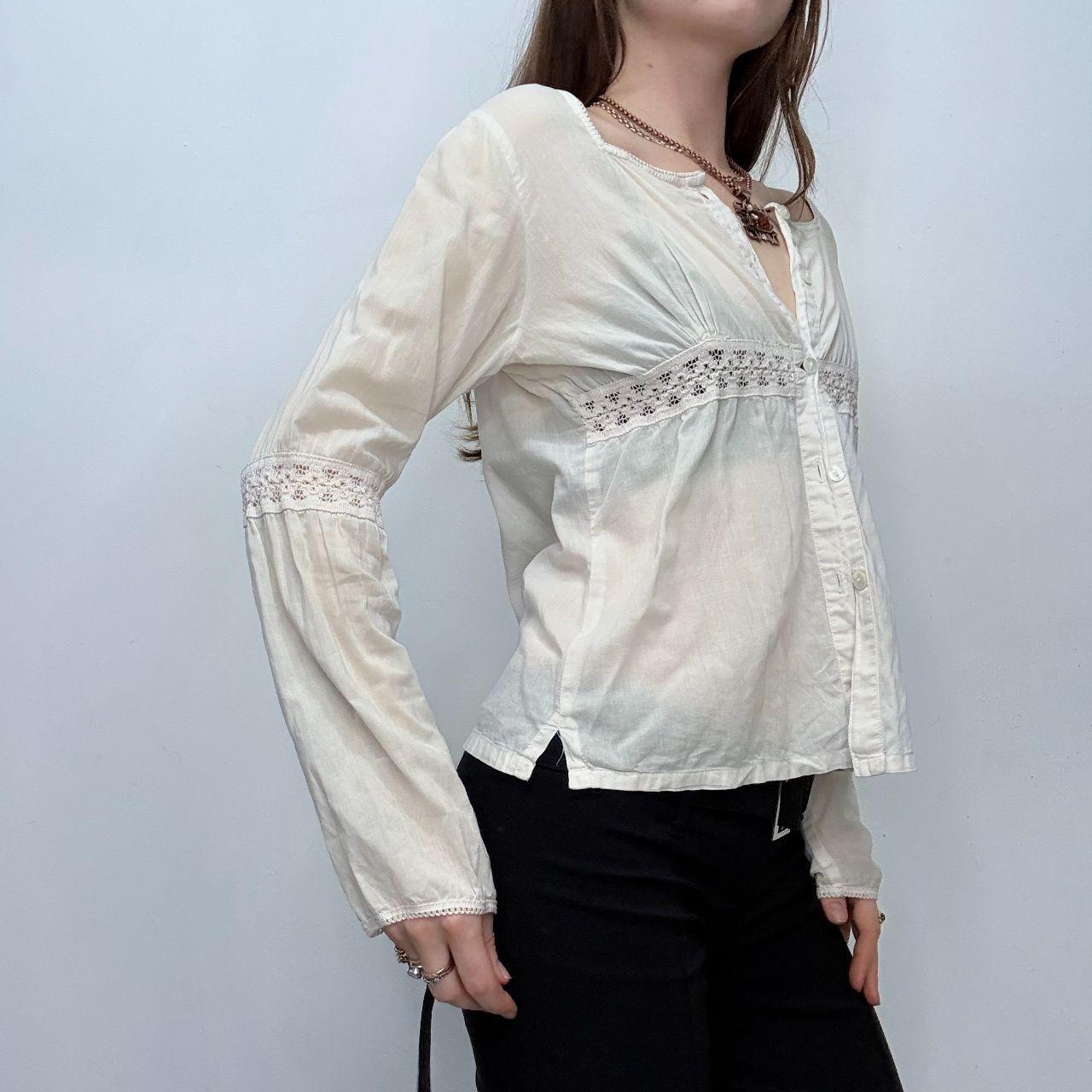 Cream lace flared shirt