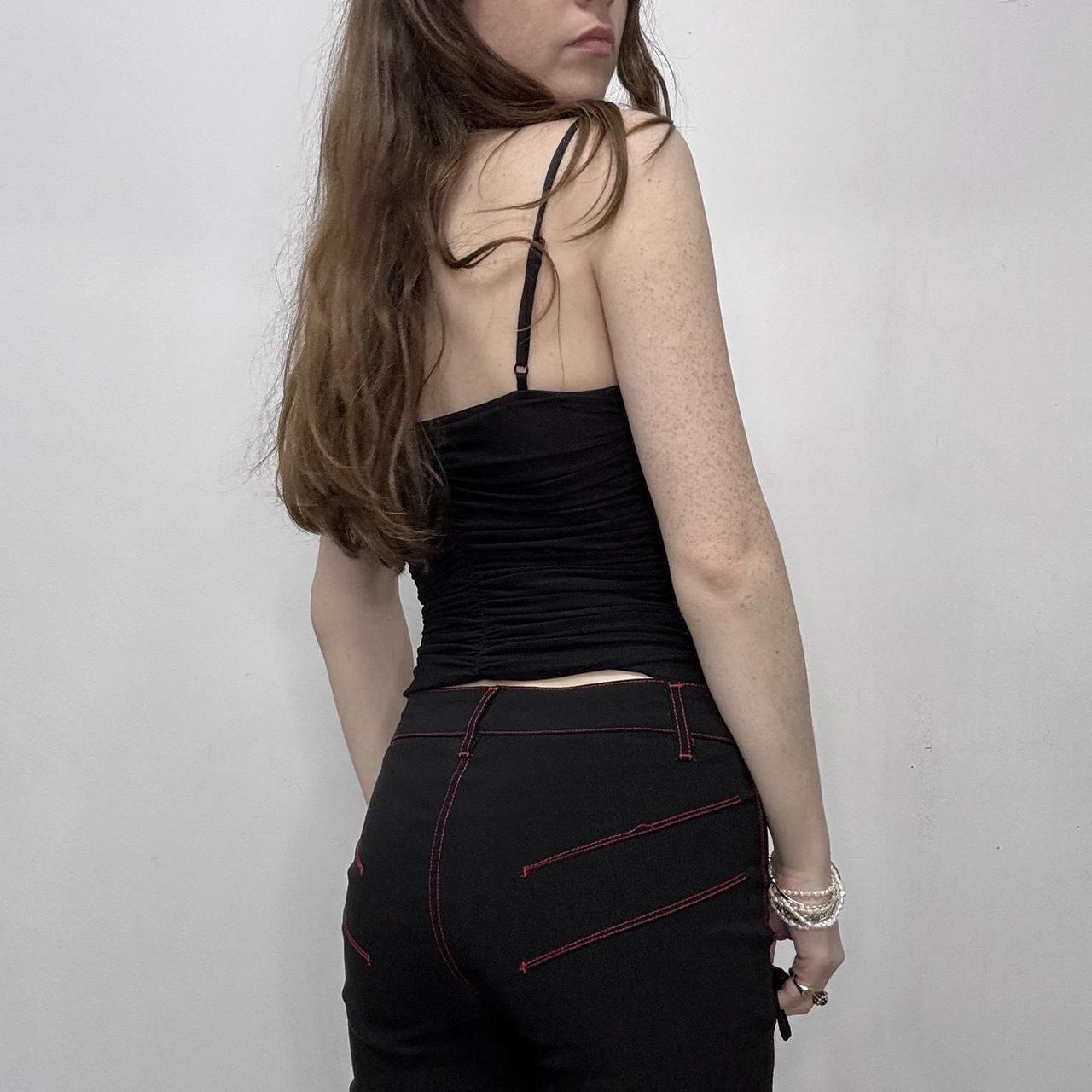 Black gathered mesh gothic vest