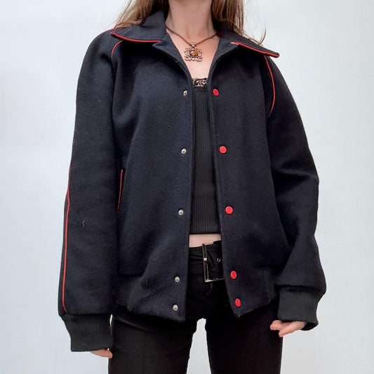 Navy wool slouchy bomber jacket