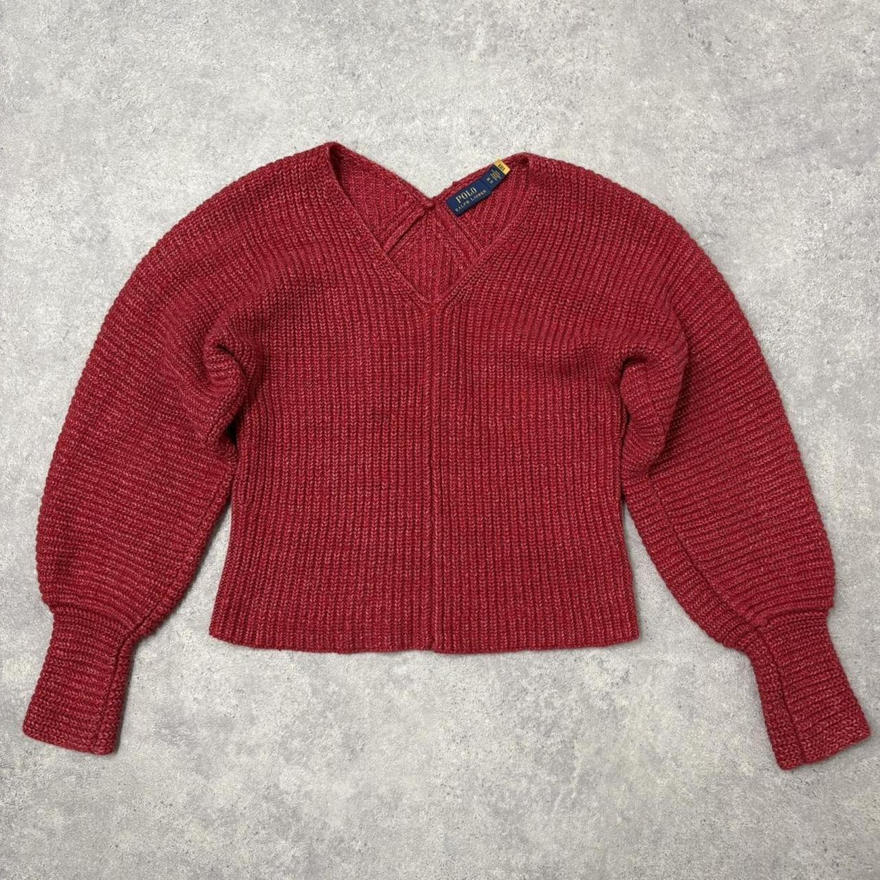 Red chunky knit batwing slouchy jumper